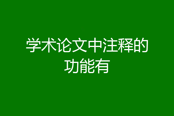 学术论文中注释的功能有