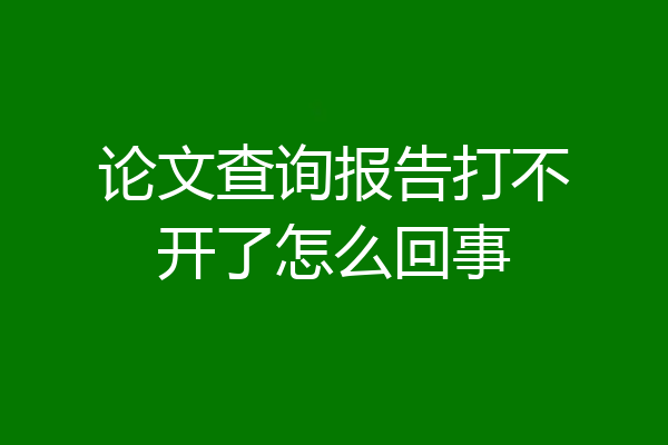 论文查询报告打不开了怎么回事