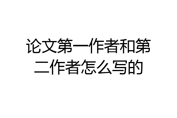 论文第一作者和第二作者怎么写的