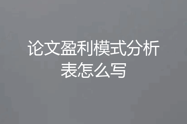 论文盈利模式分析表怎么写