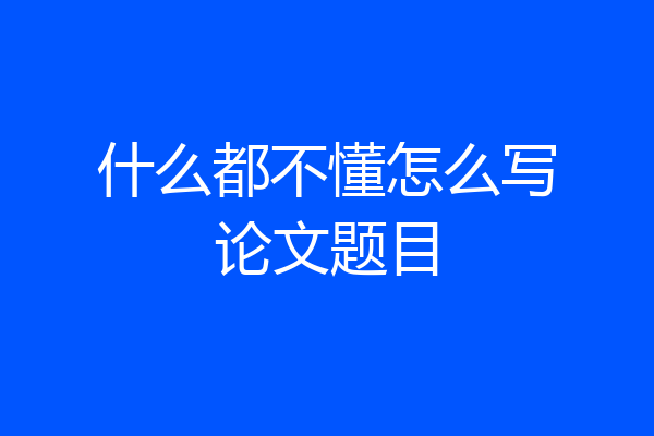 什么都不懂怎么写论文题目