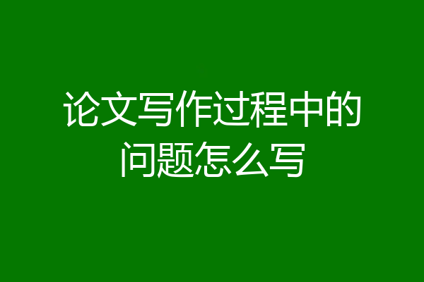 论文写作过程中的问题怎么写
