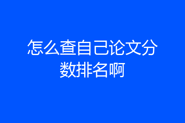 怎么查自己论文分数排名啊