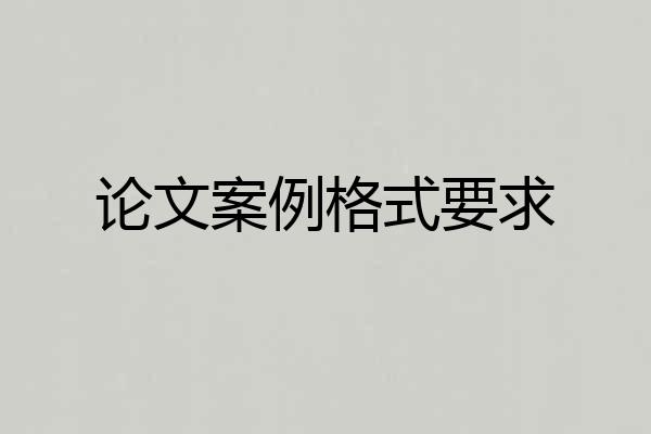 论文案例格式要求
