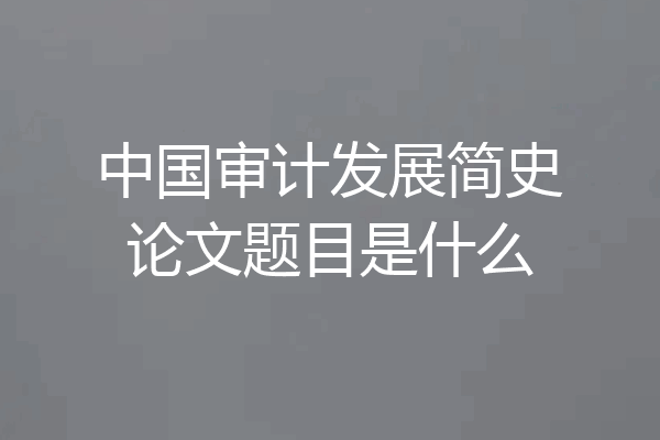 中国审计发展简史论文题目是什么