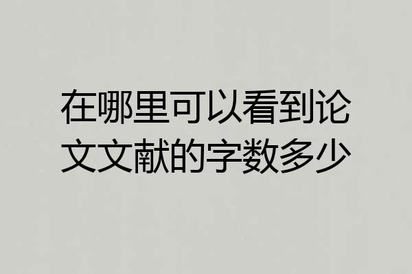 在哪里可以看到论文文献的字数多少