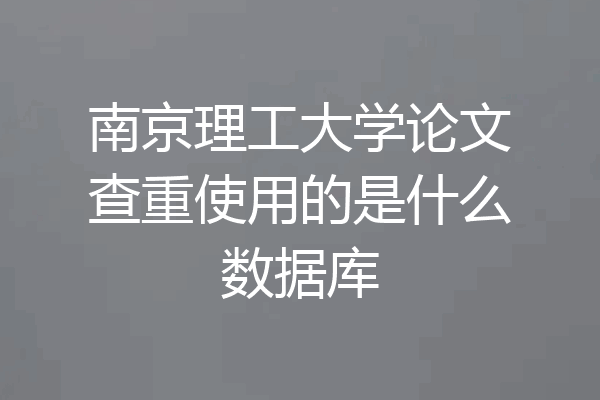 南京理工大学论文查重使用的是什么数据库