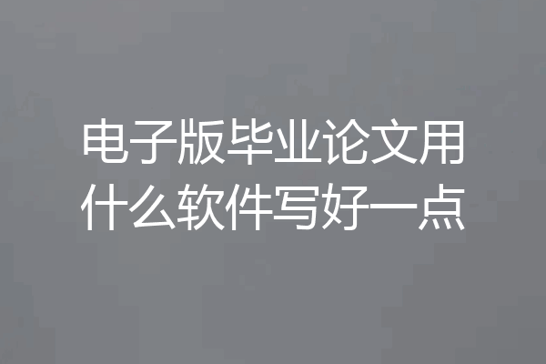 电子版毕业论文用什么软件写好一点