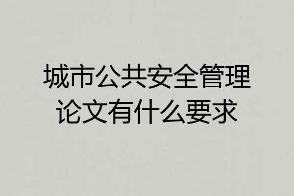 城市公共安全管理论文有什么要求