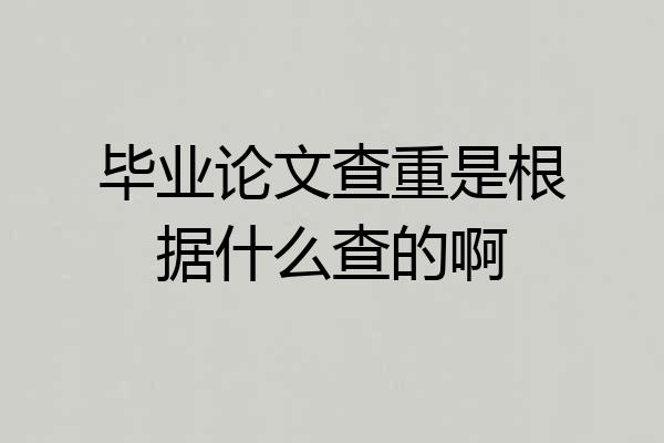 毕业论文查重是根据什么查的啊