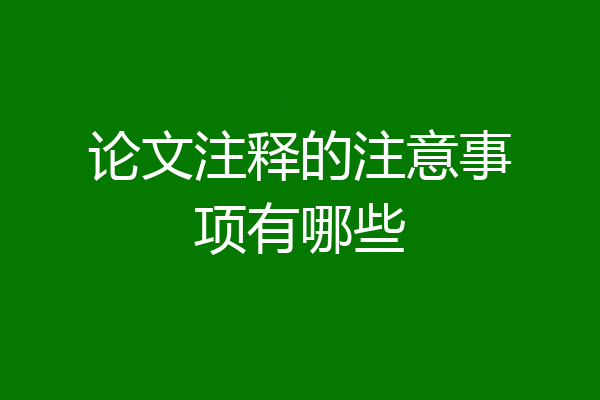 论文注释的注意事项有哪些