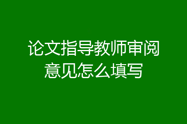 论文指导教师审阅意见怎么填写