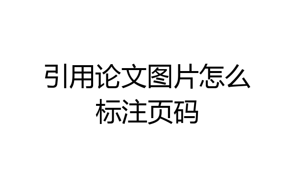 引用论文图片怎么标注页码