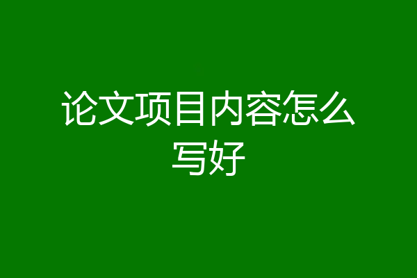 论文项目内容怎么写好