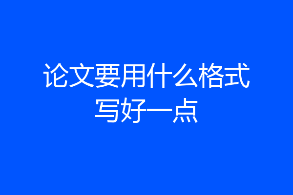 论文要用什么格式写好一点