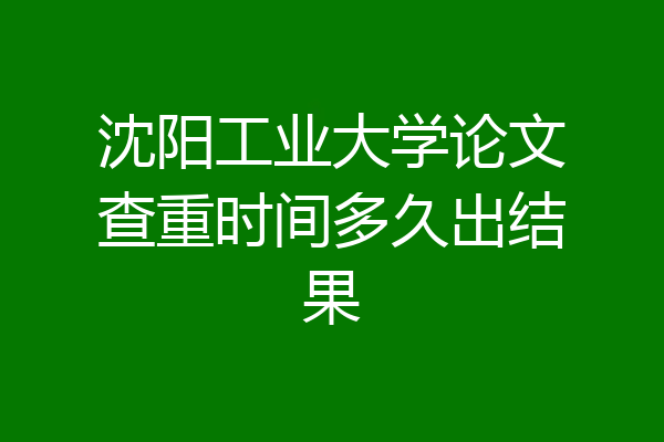 沈阳工业大学论文查重时间多久出结果