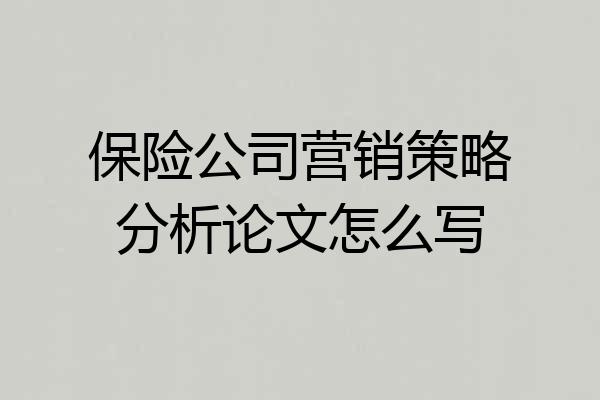 保险公司营销策略分析论文怎么写