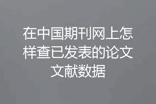 在中国期刊网上怎样查已发表的论文文献数据