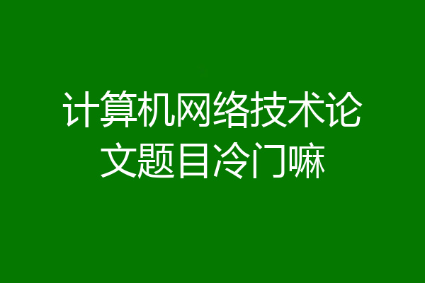 计算机网络技术论文题目冷门嘛