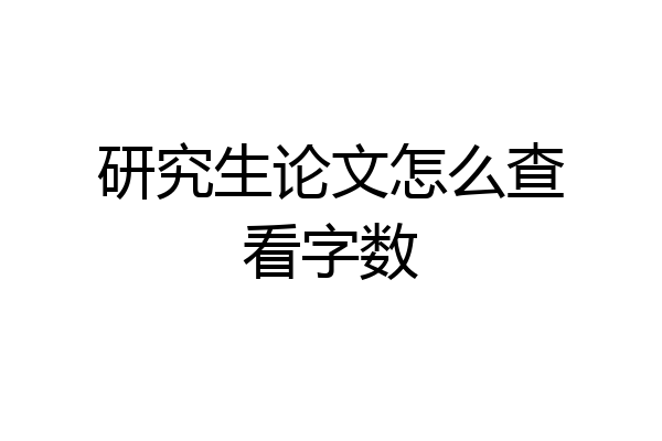 研究生论文怎么查看字数