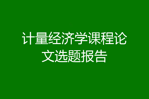 计量经济学课程论文选题报告