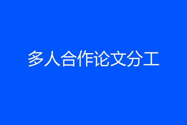 多人合作论文分工