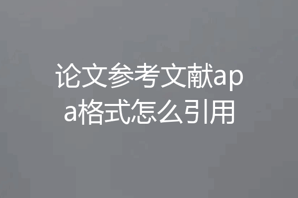 论文参考文献apa格式怎么引用