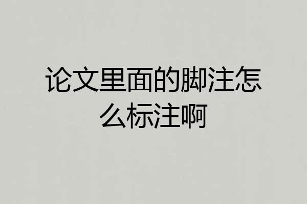 论文里面的脚注怎么标注啊