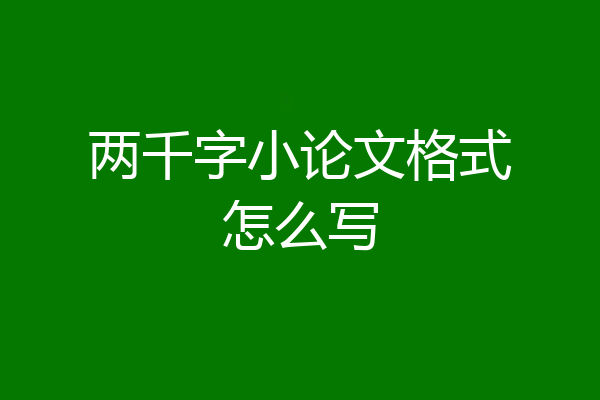 两千字小论文格式怎么写