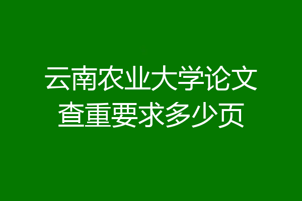云南农业大学论文查重要求多少页