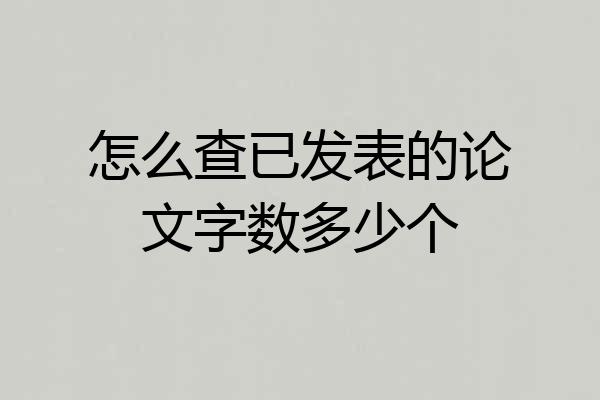 怎么查已发表的论文字数多少个