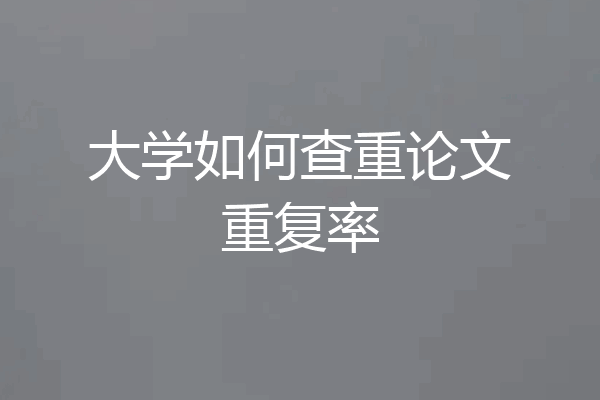 大学如何查重论文重复率