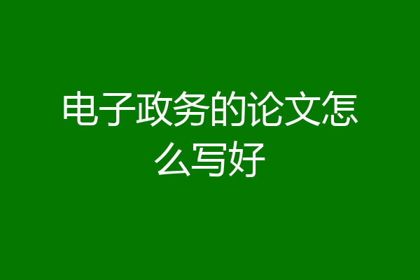 电子政务的论文怎么写好