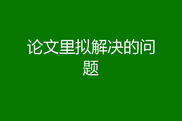 论文里拟解决的问题