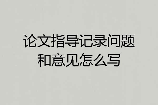 论文指导记录问题和意见怎么写