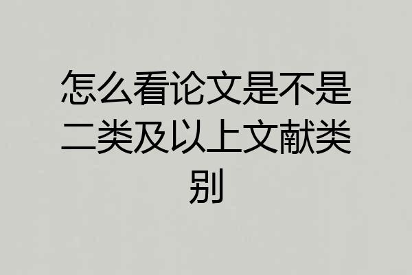 怎么看论文是不是二类及以上文献类别