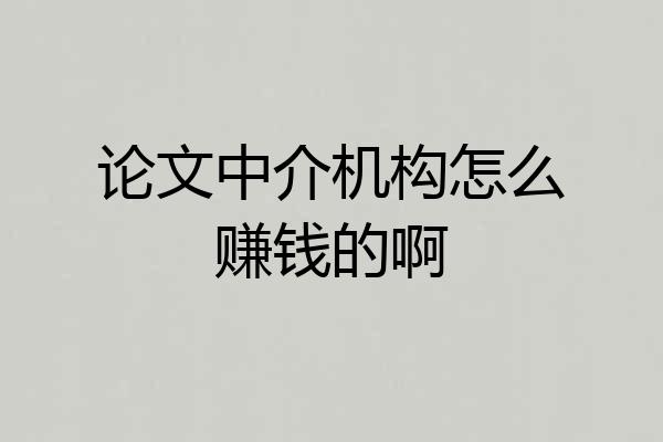 论文中介机构怎么赚钱的啊