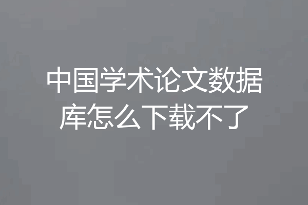 中国学术论文数据库怎么下载不了