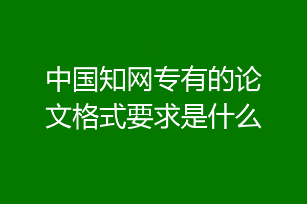 中国知网专有的论文格式要求是什么