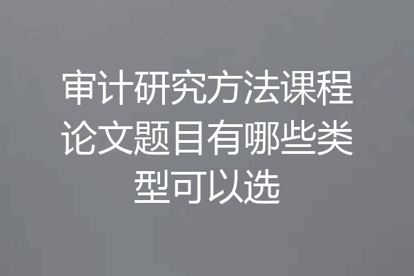 审计研究方法课程论文题目有哪些类型可以选