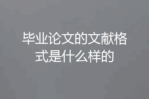 毕业论文的文献格式是什么样的