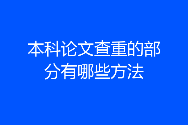 本科论文查重的部分有哪些方法