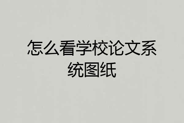 怎么看学校论文系统图纸