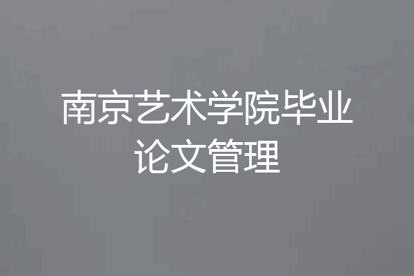 南京艺术学院毕业论文管理