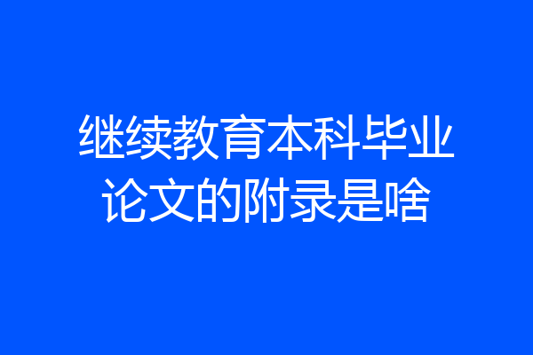 继续教育本科毕业论文的附录是啥