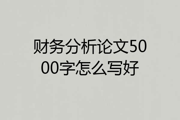 财务分析论文5000字怎么写好