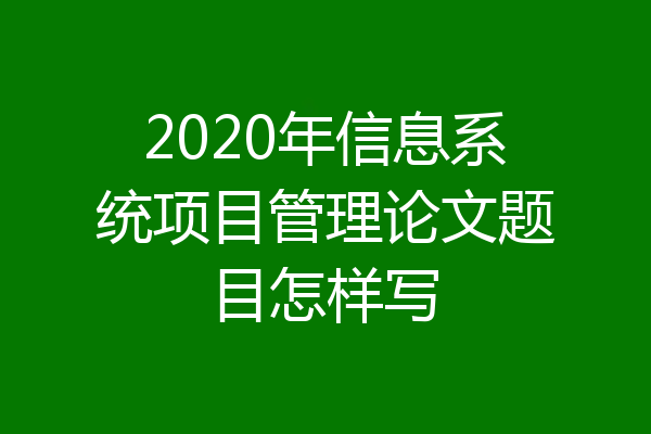 2020年信息系统项目管理论文题目怎样写
