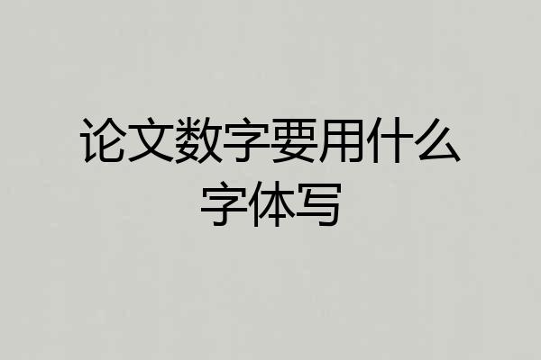 论文数字要用什么字体写
