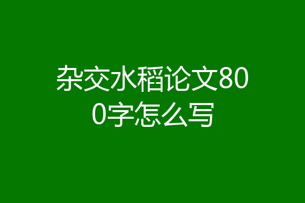 杂交水稻论文800字怎么写