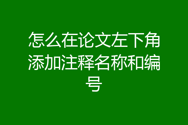 怎么在论文左下角添加注释名称和编号